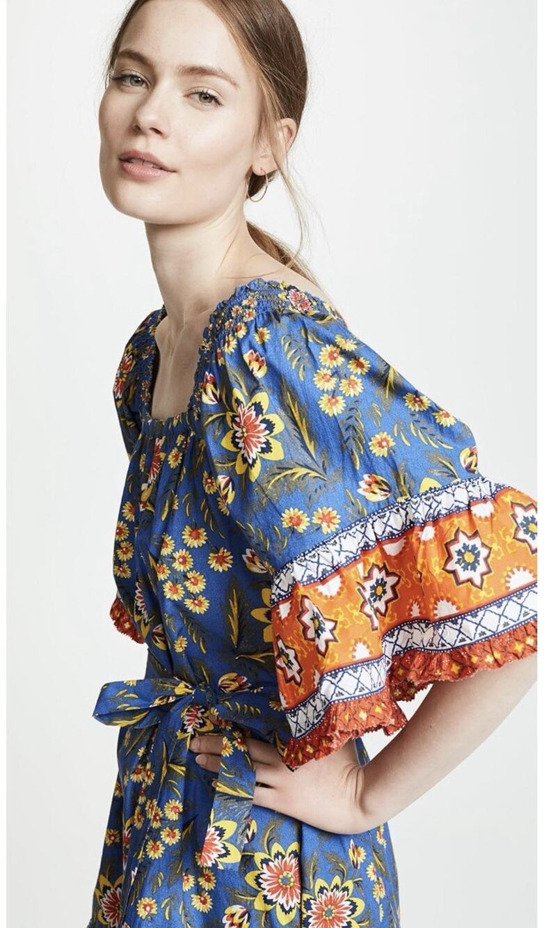 Joie Women NWT Sz S Floral Square Neck Smocked Dress Cottage Boho EUC festival